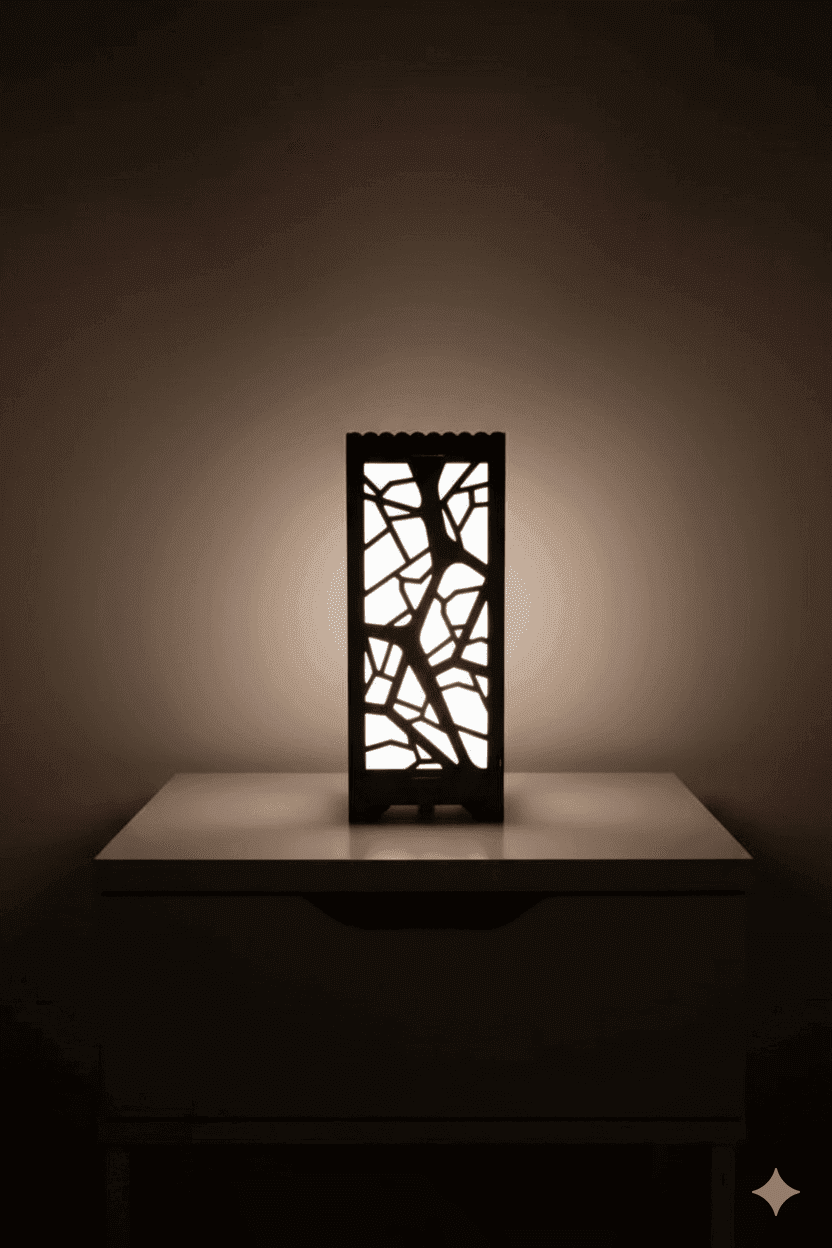 Wooden Side Table Lamp