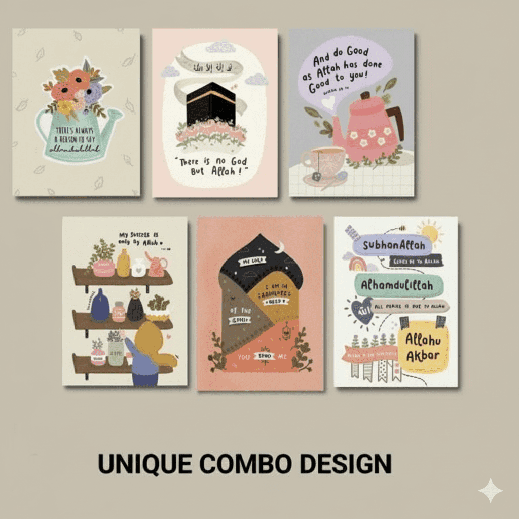 6 Pcs Arabic Calligraphy Wallmate Set