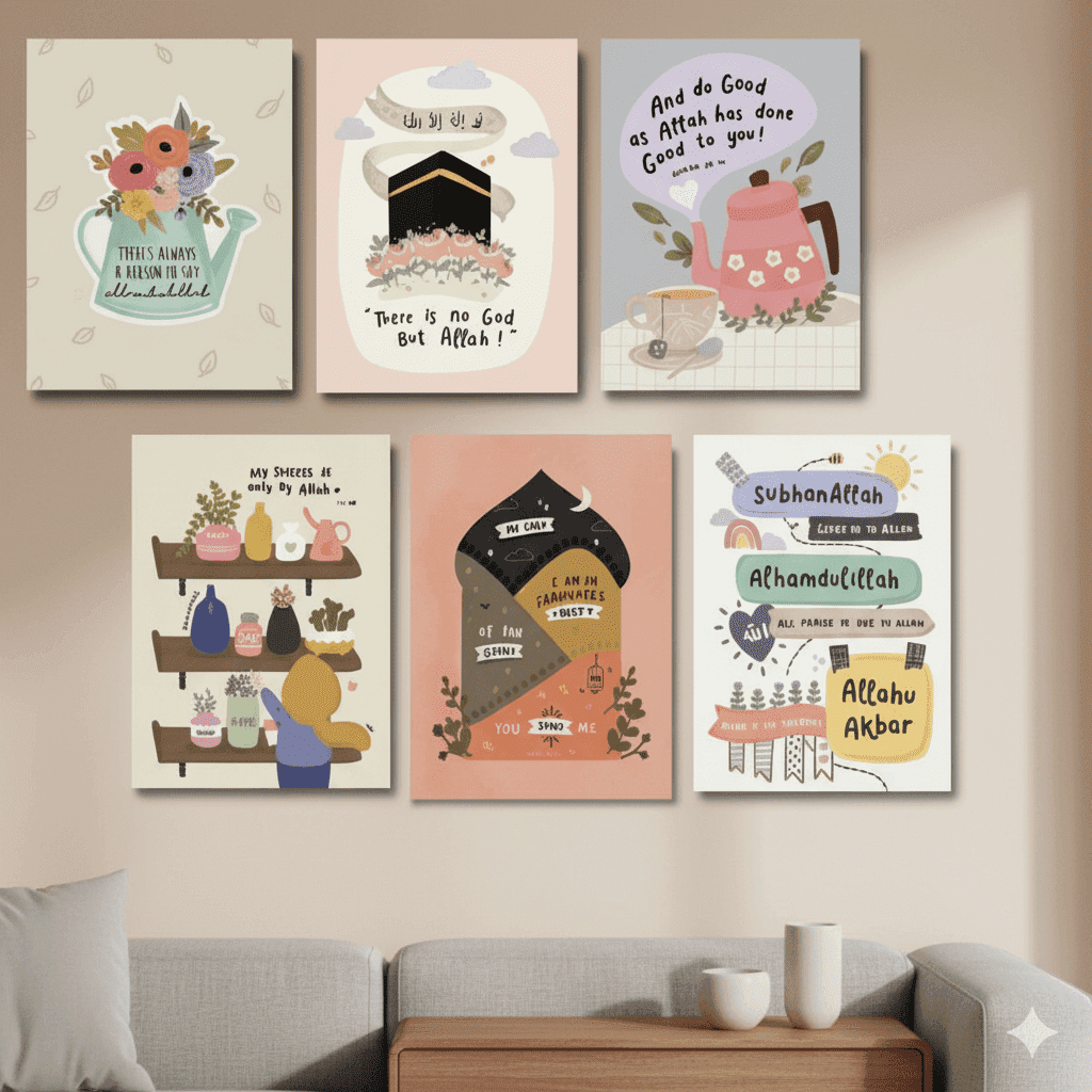 6 Pcs Arabic Calligraphy Wallmate Set