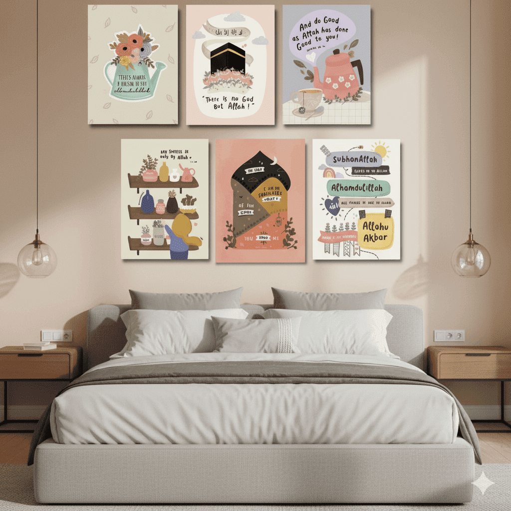 6 Pcs Arabic Calligraphy Wallmate Set