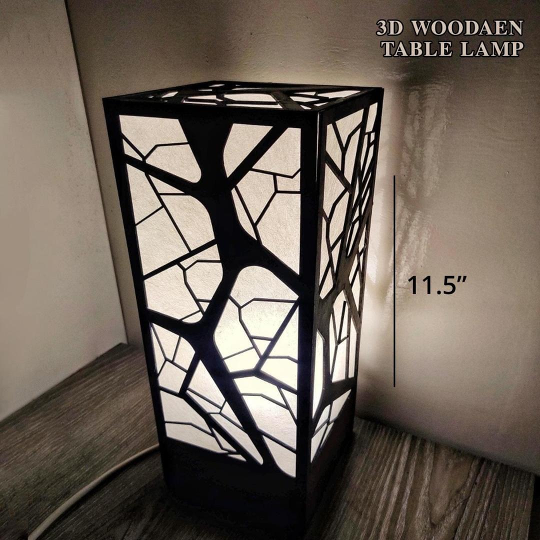 Wooden Side Table Lamp