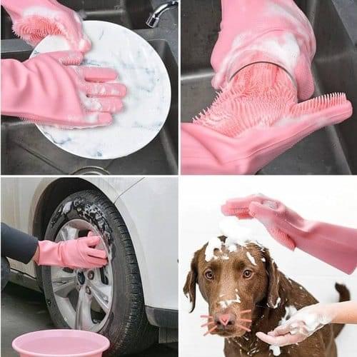 Silicone cleaning gloves